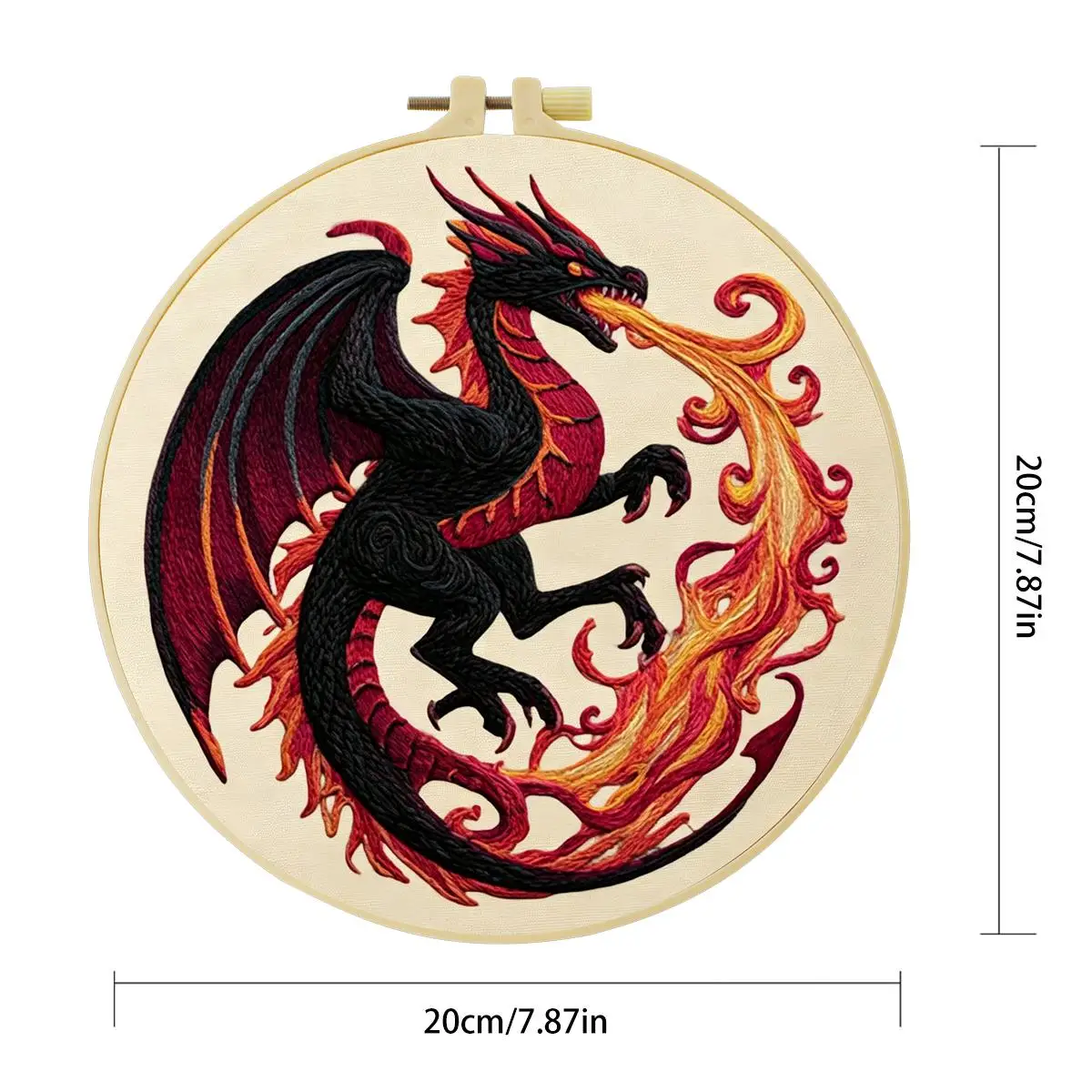 1 Stück 20X20CM/15X15CM 7,87/6,3 Zoll Feuerdrachen-Stickerei-Starter-Kit DIY-Kit DIY-Stickerei-Set Handarbeiten Nadelkunst – Detail 4