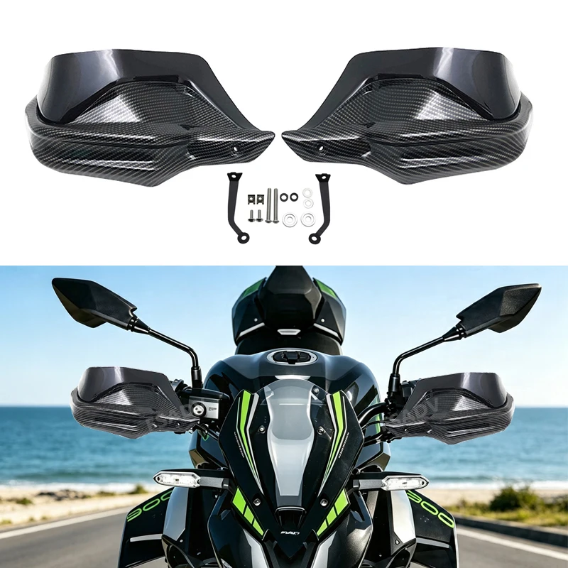Carbon Black Handguards Shield Guards Windshield Hand Wind Protection For KAWASAKI Z900 Z 900 ZR900 2017-2024 2023 Motorcycle