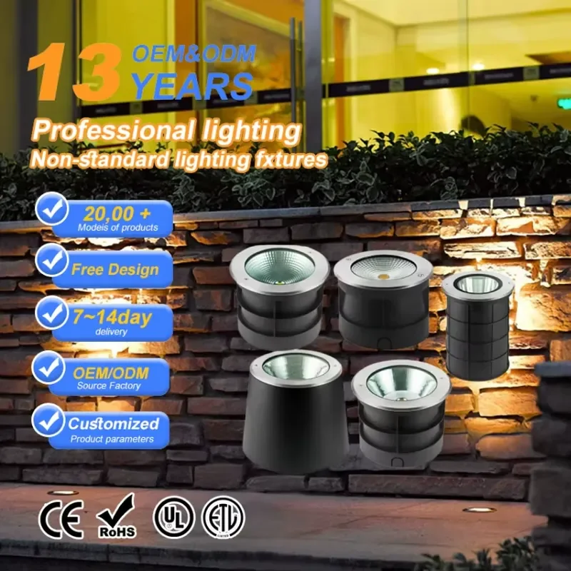 7W 10 Inch 12V IP65 Stainless Steel LED Inground Garden Light with Remote Control for Outdoor Driveway Step Lighting for LED