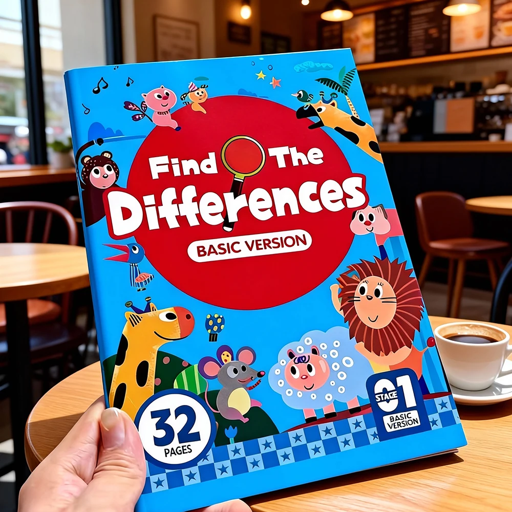 Libro de actividades de diferencias ocultas, contiene 32 juegos interactivos de observación y ejercicios de memoria | Entrenamiento de atención y concentración | Habilidades de percepción visual, juegos de concentración con páginas numeradas | Encuentra el juego de diferencia | Libro de actividades de aprendizaje científico que mejora las habilidades de concentración y observación | Interesantes y atractivos juegos de objetos ocultos. Materiales de educación temprana.