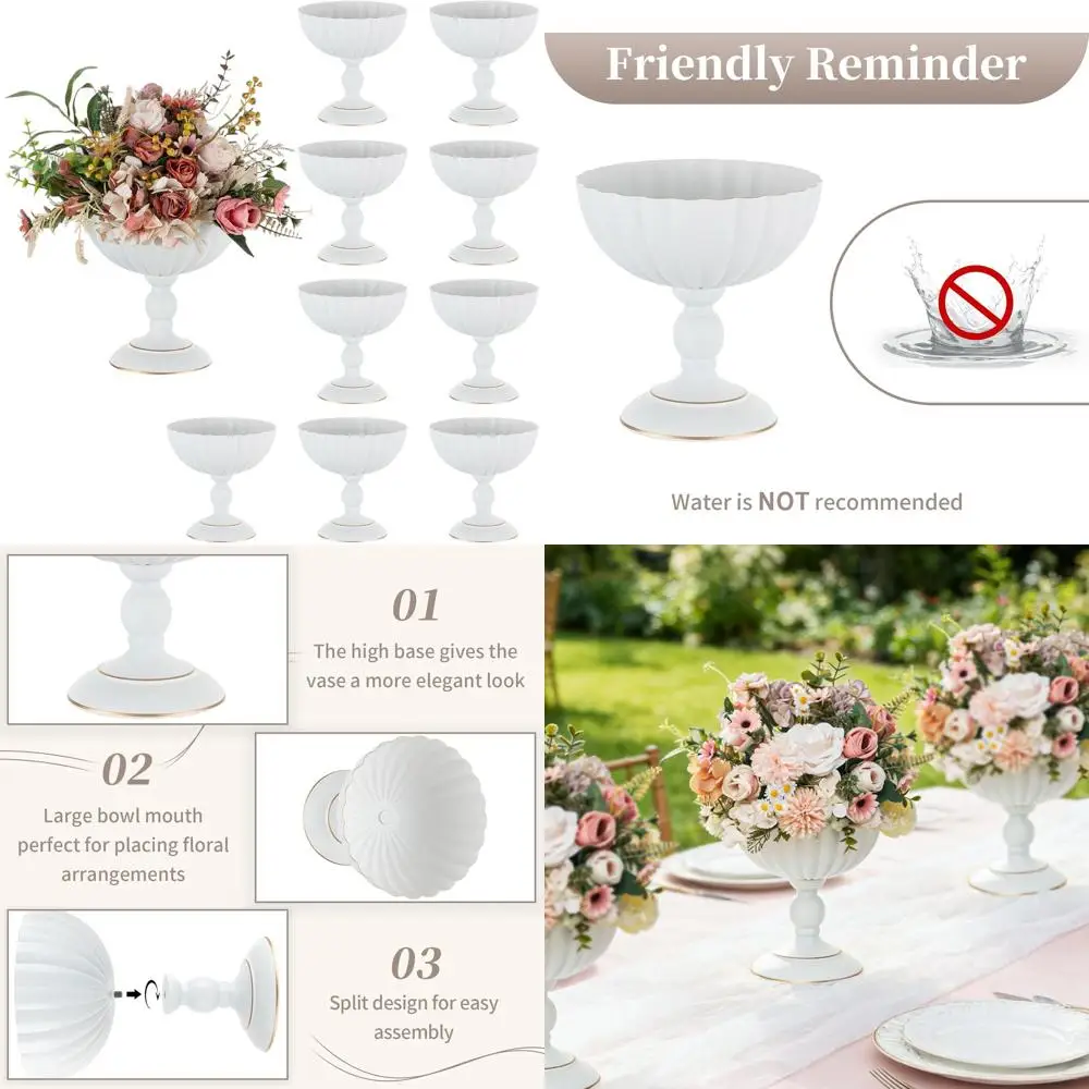 

Set of 10 White 7.9 Metal Decorative Vases for Weddings, Party, and Anniversary Floral Arrangements