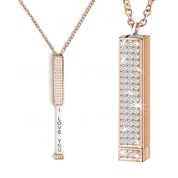 I Love You - Hidden Message Necklace Personalized Hidden Slider Necklace Retractable rod necklace with hidden message