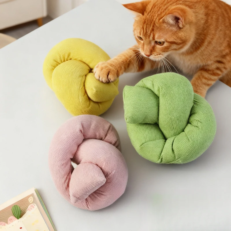 Katzenspielzeug, Katzenminze, Sound, Papierkissen, bissfest, interaktives Katzenspielzeug, Selbstspiel, Langeweile, Linderung, Plüschstreifen, gedrehtes Haustierkissen