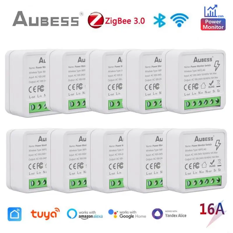 16A Tuya Zigbee3.0/WiFi Mini Smart Switch 2 Way Remote Control Home Automation Module Via Alexa Google Home Alice Smart Life App