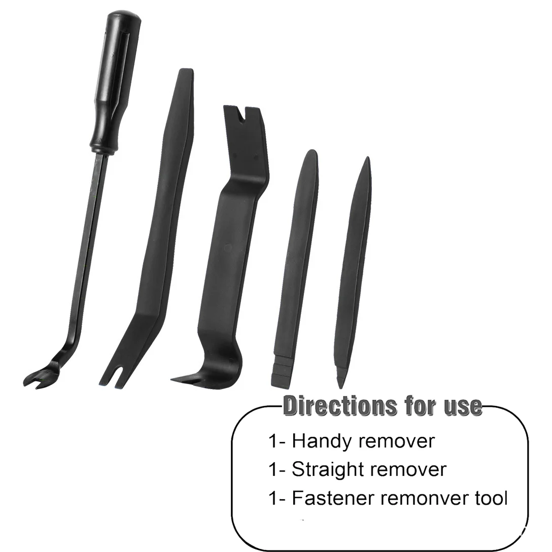5Pcs Auto Trim Removal Tool Kit, No Scratch Plastic Pry Tool Kit - Interior Door Panel Clip Fastener Removal Set For Vehicle