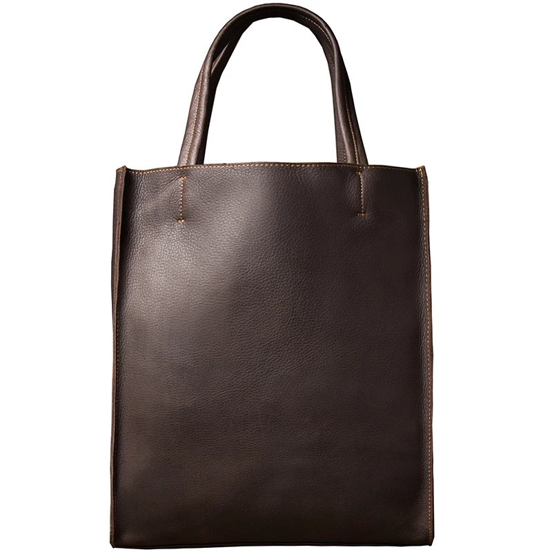 Sac à main rétro en cuir véritable fait à la main, fourre-tout vintage, cuir de vachette Full Mars, sac pour ordinateur portable de bureau, sac à main extérieur, grand espace