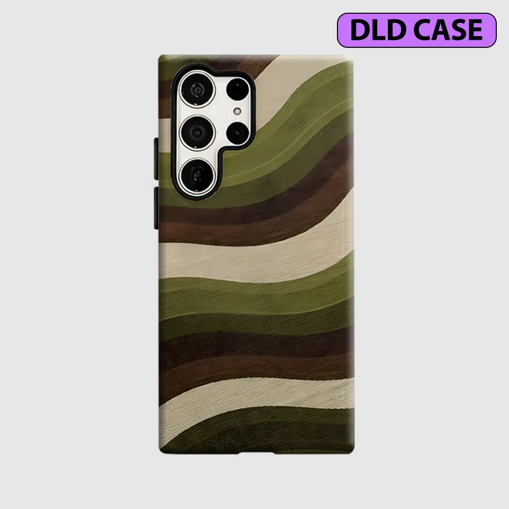 Earthy Wavy Stripes For Samsung Galaxy S26 S25 S24 A56 A36 Dual Layer Luxury Fashion Full Lens Protective phone Cover