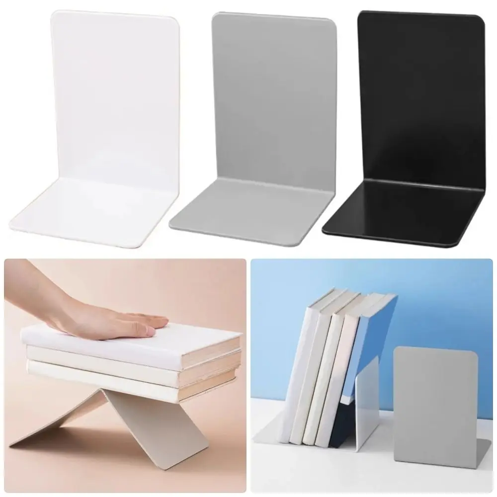1/2Pcs L-Shaped Simple Bookend with Anti-slip Design Decorative Desk Bookshelf Thickened Plastic Book Stoppers Holders