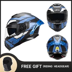 Black Blue DOT Certification Motorcycle Helmet Double Lens Cross Section Safety Modular Flip Helm Unisex With Inner Visor