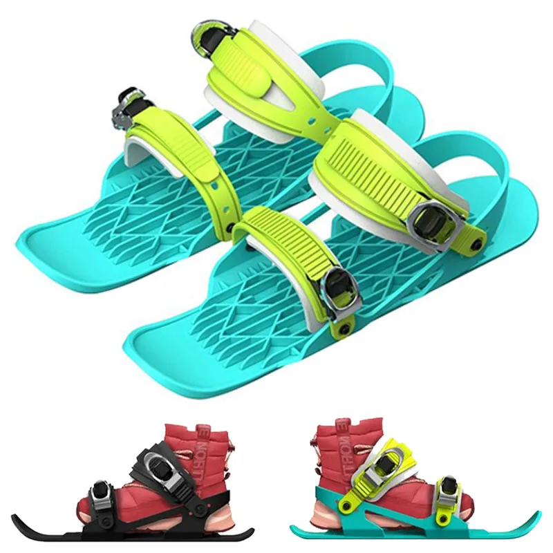 Winter Outdoor Ski Boots Adjustable Portable Ski Board for Adults and Kids Snow Skate Accessories Short Ski Board