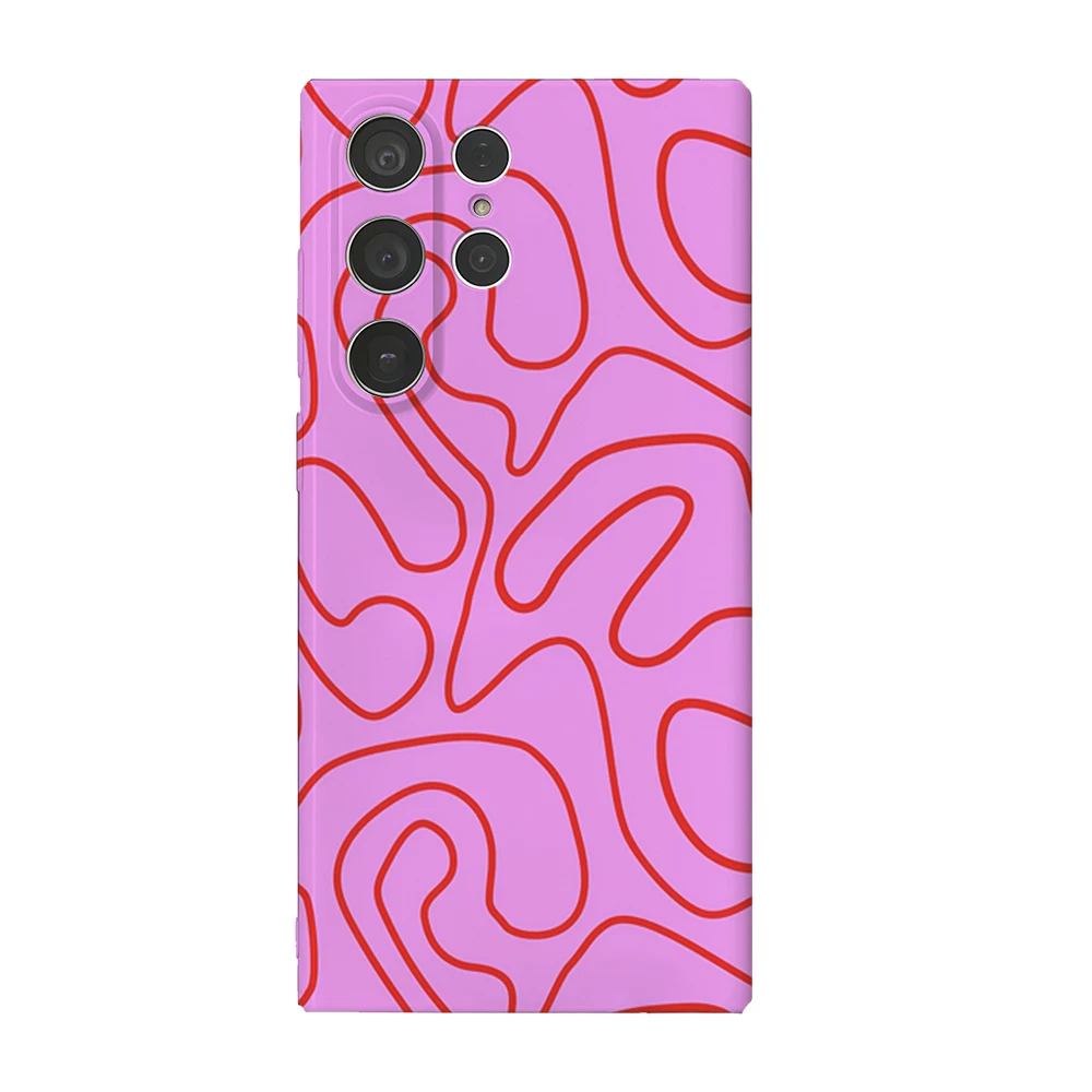 Rosa verwirrte Linien Handyhülle für Samsung Galaxy S25 S24 S23 Ultra Plus A35 A316 glänzende HD Hard Cover Film Shell
