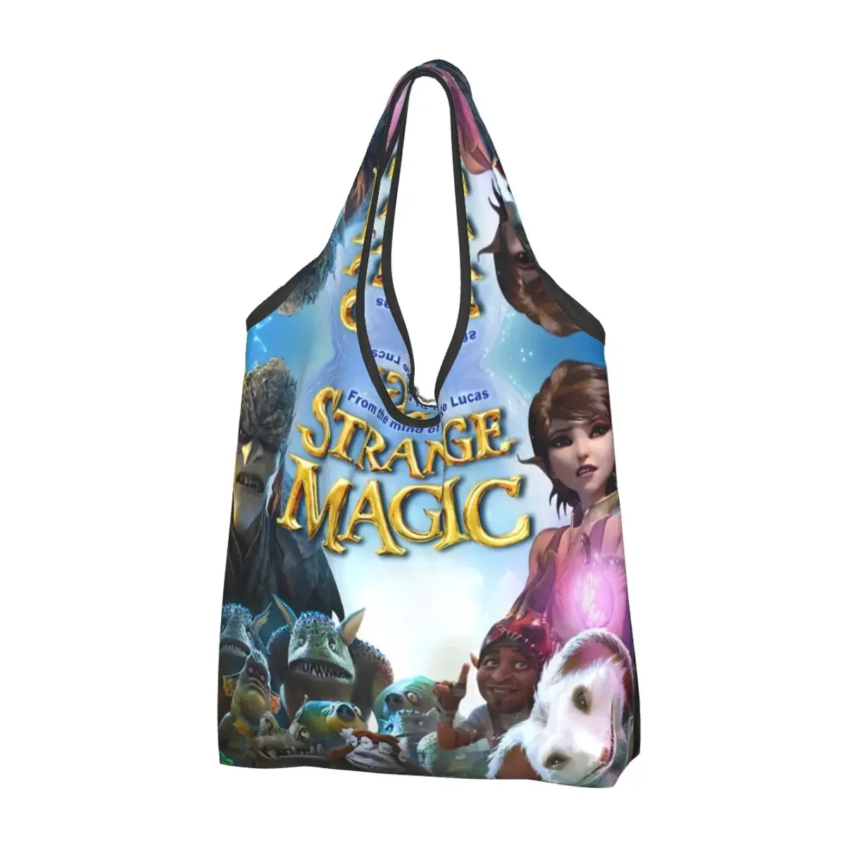 

Custom Recycling Animation Strange Magic Shopping Bag Women Tote Bag Portable Grocery Shopper Bags