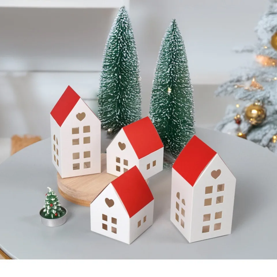 10/30/50 stücke Bunte Kleine Haus Keks Pralinenschachtel Kreative Backen Verpackung Festival Party Kind Geschenk Süßigkeiten Papier Box – Detail 7