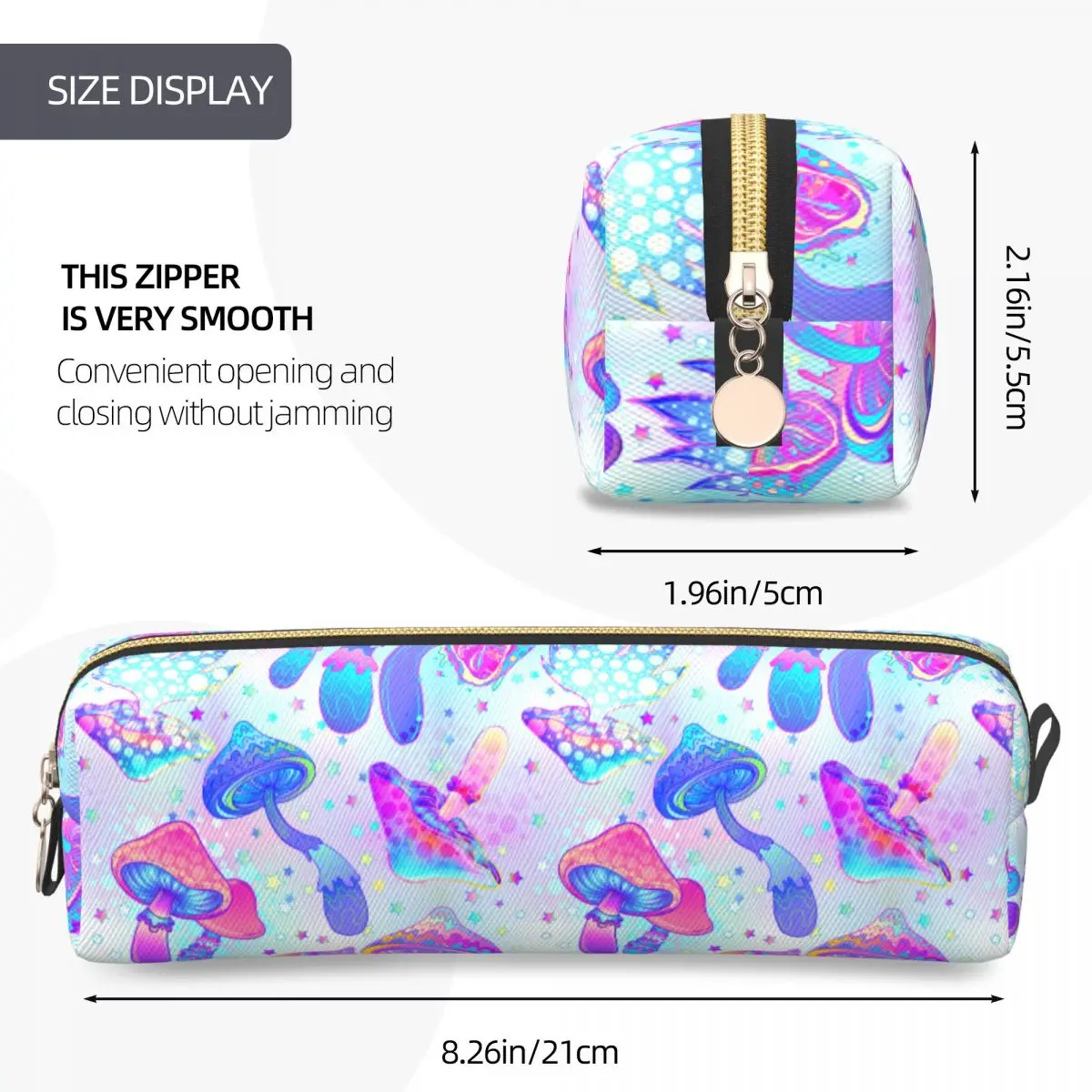 Psychedelic Mushrooms Pencil Case Magic Hippie Pencil Pouch Pen Box for Student Big Capacity Bag Students School Gift Stationery