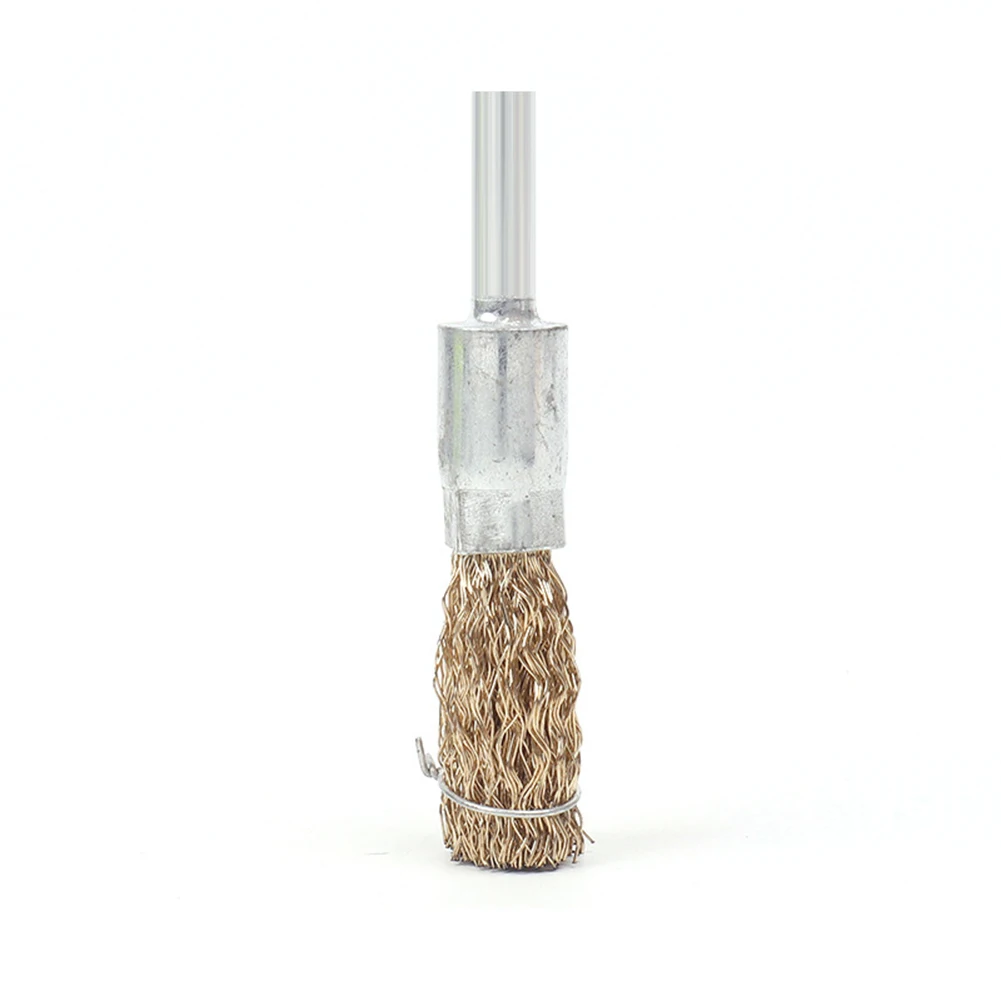 5Pcs 6mm Shank Copper Plated Stainless Steel Wire Wheel Brush Set For Rotary Tool Drill Grinder Metal Rust Removal Polishing Deb