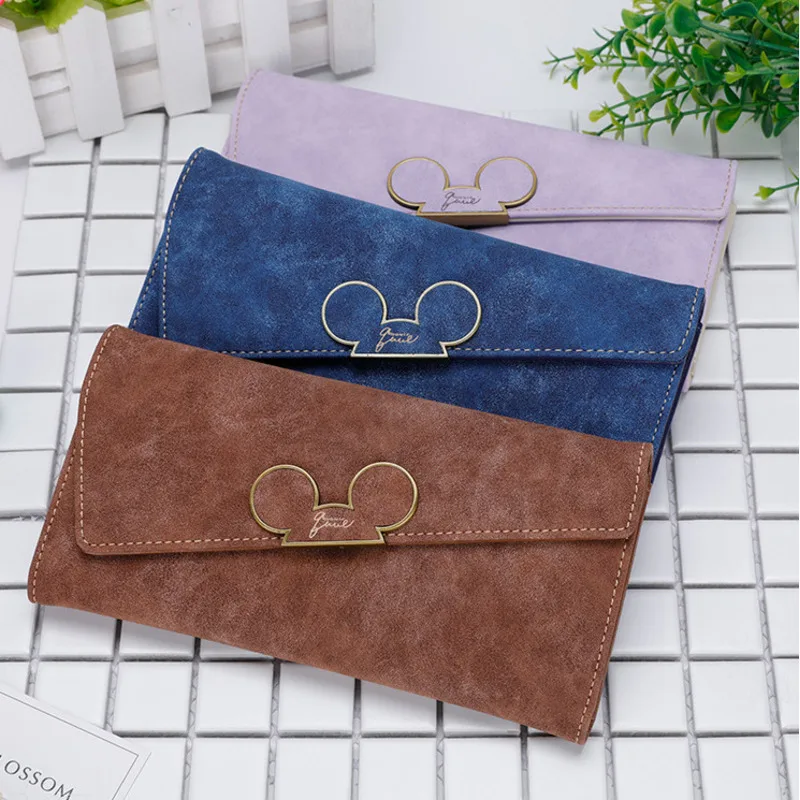 New Frosted Long Wallet QQ Mouse Oblique Cover Money Clip Women's Cute Long Wallet Wallet