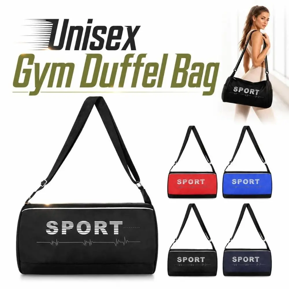 Oxford Cloth Unisex Gym Duffel Bag Lightweight Spacious Sports Travel Bag Adjustable Durable Cylinder Shoulder Bag Training