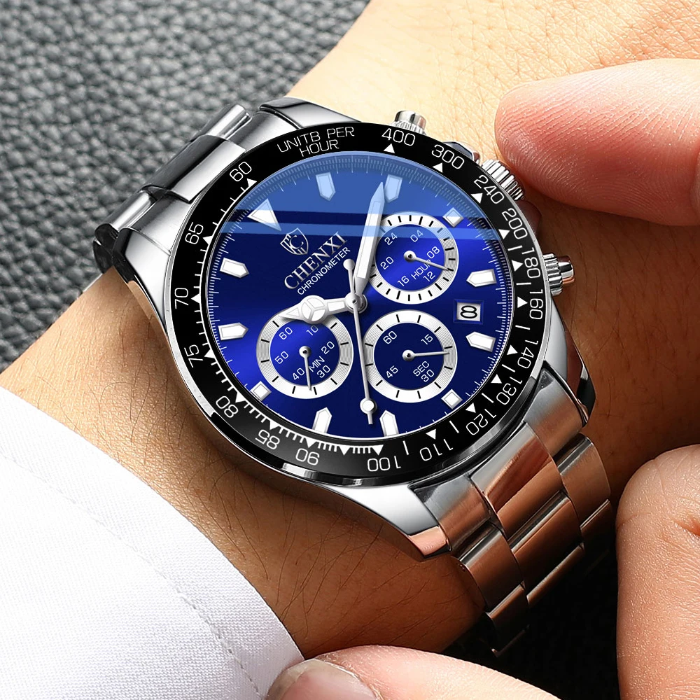 CHENXI Fashion Calendar Mens Watches Business Luxury High Quality Quartz Watch for Men Stainless Steel Auto Date Wristwatch