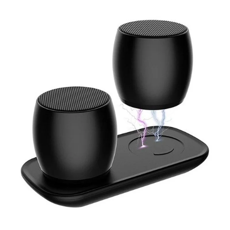 Dual Bluetooth Speaker with Wireless Charging Dock TWS HD Stereo Real Built-in Microphone
