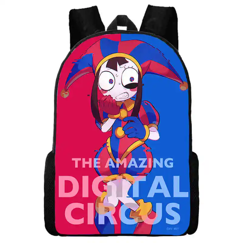 Increíble mochila con estampado de circo Digital para niña, Bolsa Escolar de juego de Anime de dibujos animados, gran capacidad personalizada, añadir con tu logotipo o fotos