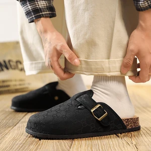 Fashion Clogs Slippers For Women Classic Suede Men Mules Cork Footbed Leather Potato Shoes With Arch Support Beach Slide