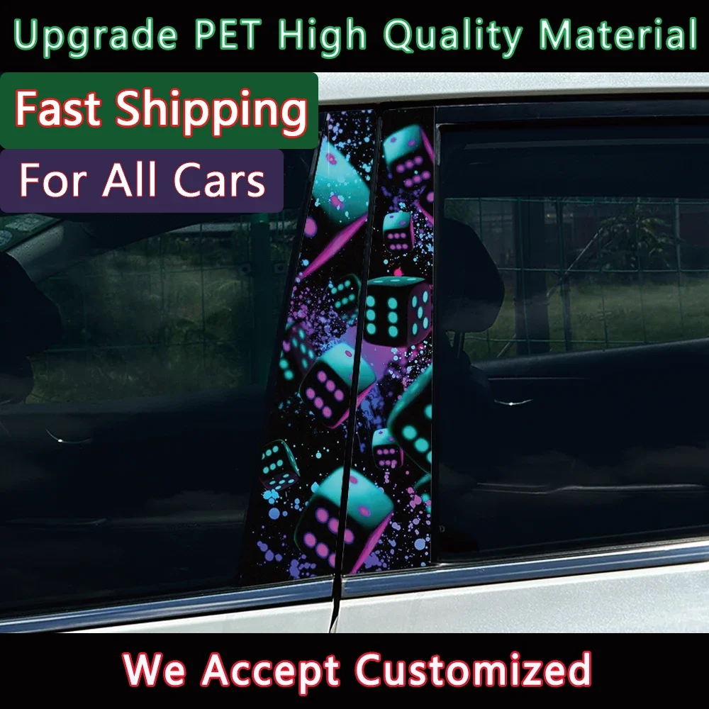2Pcs/set Game Over Dice Car B Pillar Waterproof Decal Car Modification Styling Sticker For BMW E46 E90 E91 E60 E39 E36 E87 E92