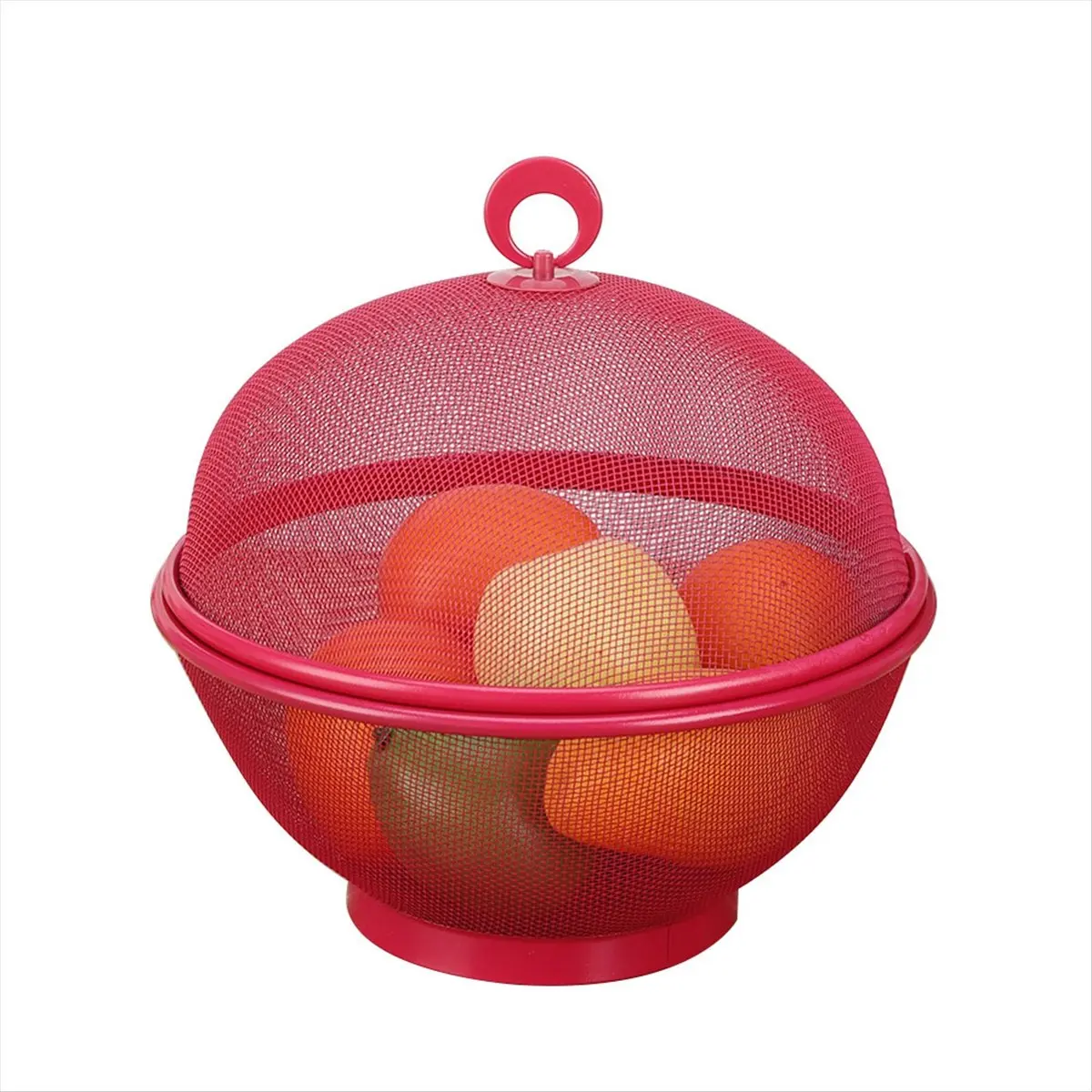 KSOL Kitchen Ware with Lid Fruit Plate Vegetable Washing and Draining Basket Fruit and Vegetable Basket Cover Red