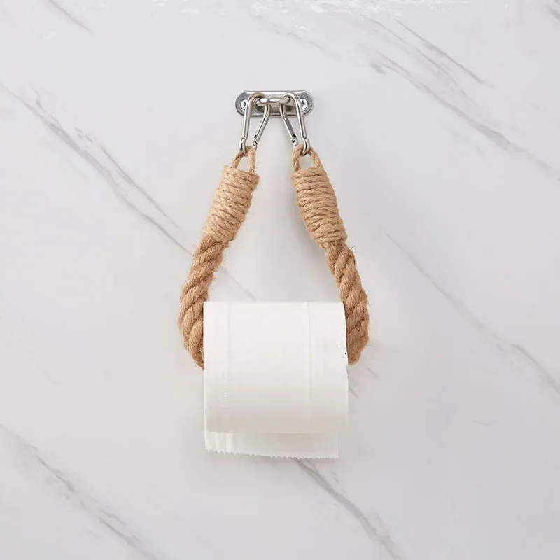 

Держатель для туалетной бумаги, держатель для рулонов для домашнего использования, пеньковая веревка на стене, стеллаж для хранения бумажных полотенец в скандинавском стиле ретро, стеллаж для хранения бумажных полотенец в ванной комнате