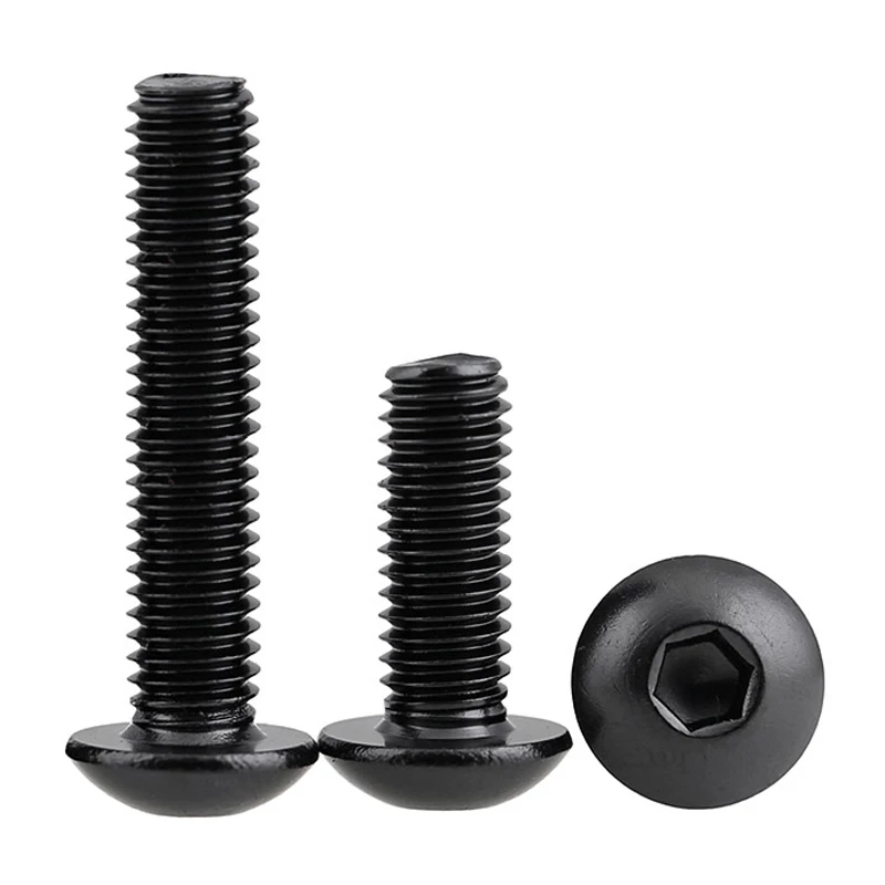 M2 M2.5 M3 M4 M5 M6 M8 Black Galvanized 304 Stainless Steel Hexagon Hex Socket Button Head Bolts Round Head Screw