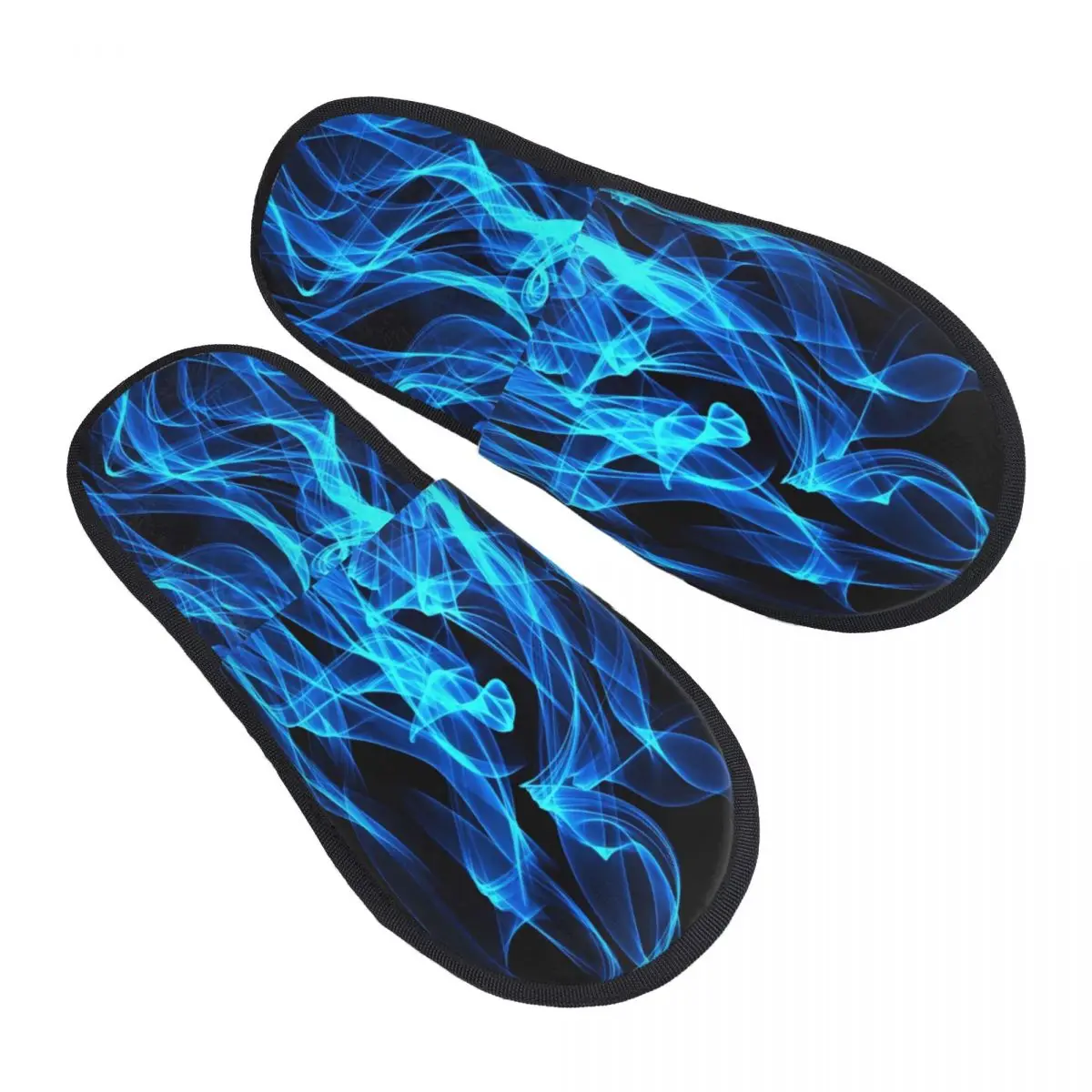 

Fur Slipper For Women Men Fashion Fluffy Winter Warm Slippers Blue Fire Texture House Shoes