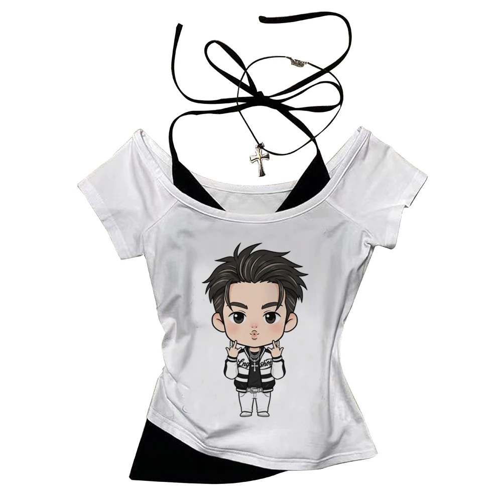 Lngshot cropped top girl goth gothic harajuku meme graphic t-shirt japanese dollette scene  korean fashion cheap