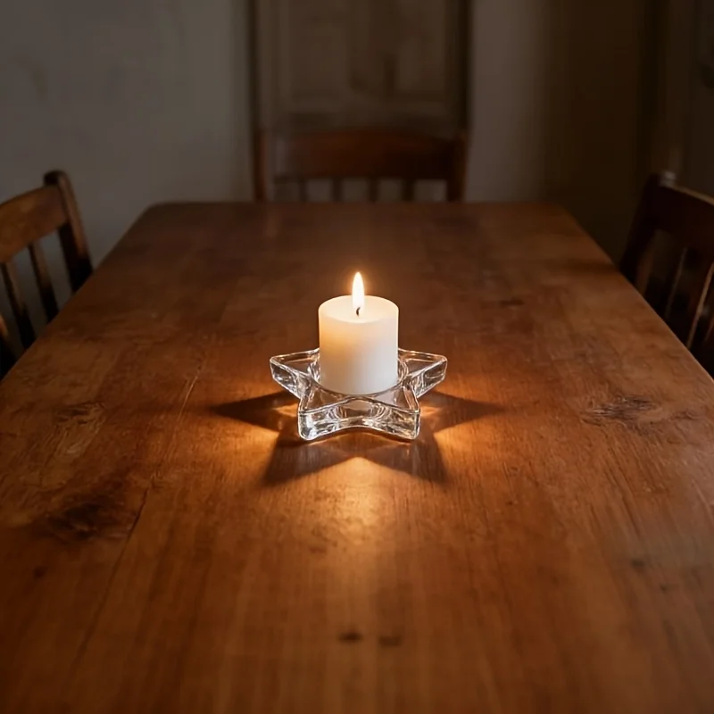 Clear Star Glass Tealight Candle Holder Romantic Home Decor