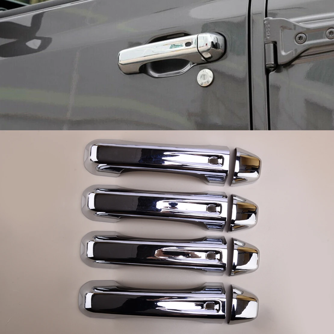 

Car Exterior Side Door Handle Cover Trim Handle Bezel Smart Keyless Kit Fit for Jeep Gladiator JT 2020 2021 2022 Chrome ABS