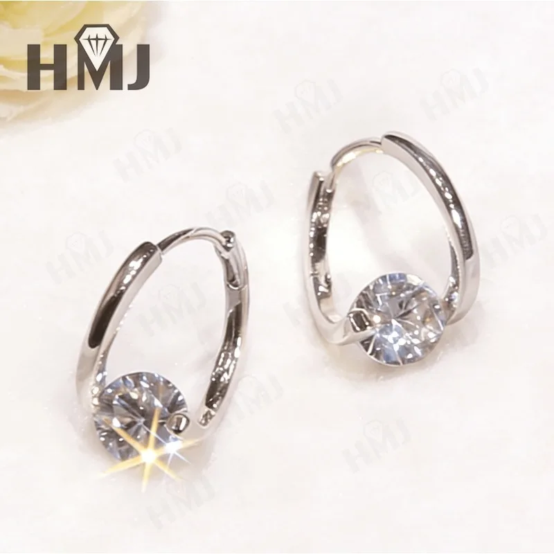 Moissanite Earrings with 1-2CT D Color Round Moissanite 925Silver Plated Ear Stud for Women Fashion Daily Christmas Gift Quality