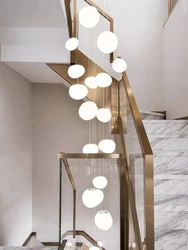 Danish Creative Cobblestone Chandelier Loft Apartment Empty Living Room Duplex Rotating Staircase Bedroom Bar Lighting