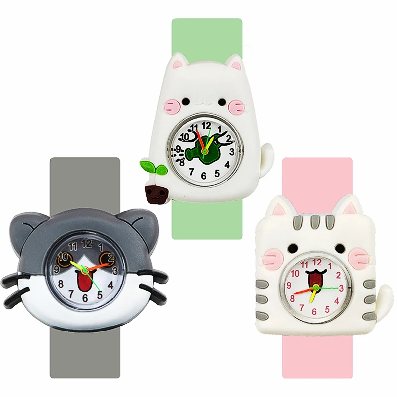 Cartoon Cat Watch for Children Boys Girls Kindergarten Prize Gift Toy Kids Digital Electronics Watches Slap Bracelet Clock