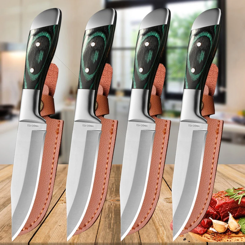 Household Fruit Knife Mongolian Hand Meat Knife Stainless Steel Boning Knife Meat Cleaver Kitchen Sharp Slicing Knives