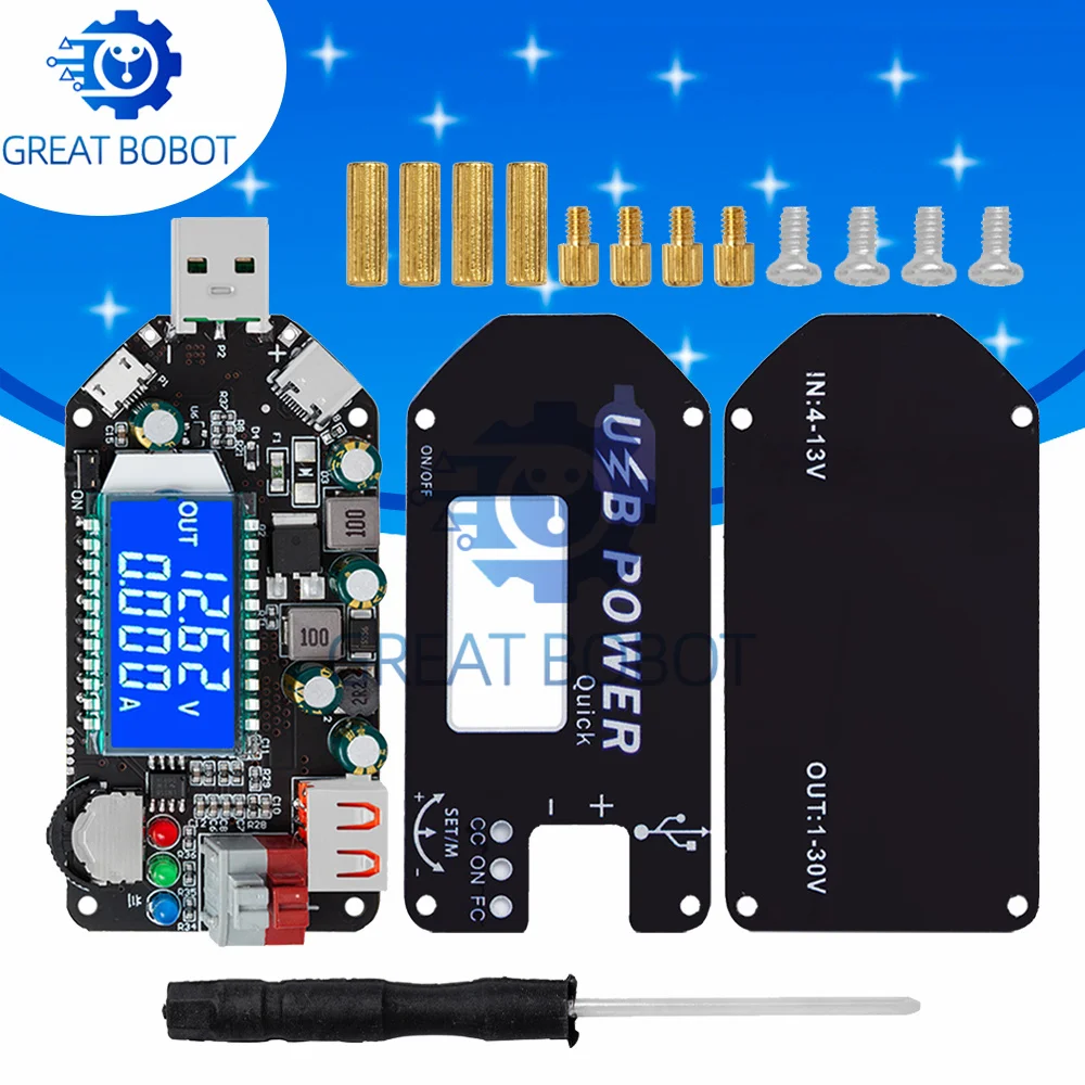 BSCNC USB Type-C CC CV DC-DC Adjustable Power Supply Module 2A 15W 1-30V Voltage Regulator Support QC2.0 QC3.0 AFC