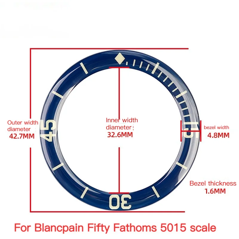 42.7mm Blancpain Fifty Fathoms 5015 Series Watch Strap Sapphire Scale Dial Outer Ring Chronograph Ring Accessories Black Blue