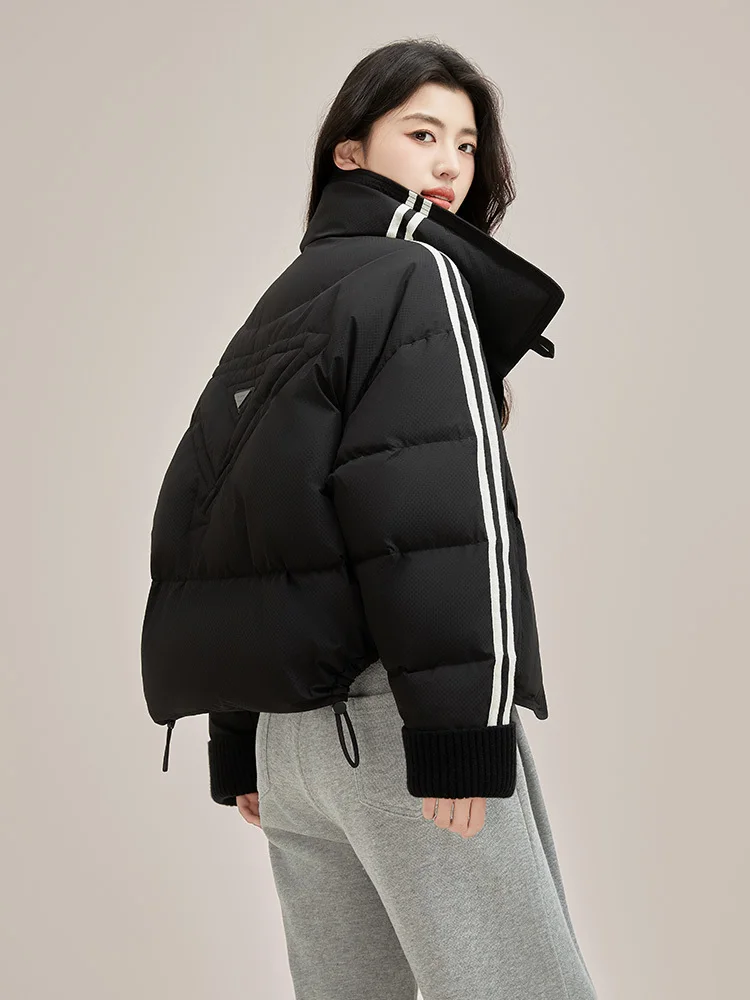 Autumn Winter 2024 New Down Jacket Women\'s Large Lapel Thick Fashion Long Sleeve Warm Casual White Duck Down Coat