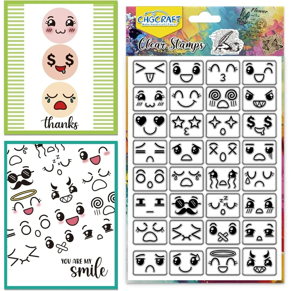 Gesichtsausdruck Klarer Stempel Transparente Bastelstempel für DIY Scrapbooking Fotoalbum Dekorative Karten Herstellung von Gesichtsbehandlungen