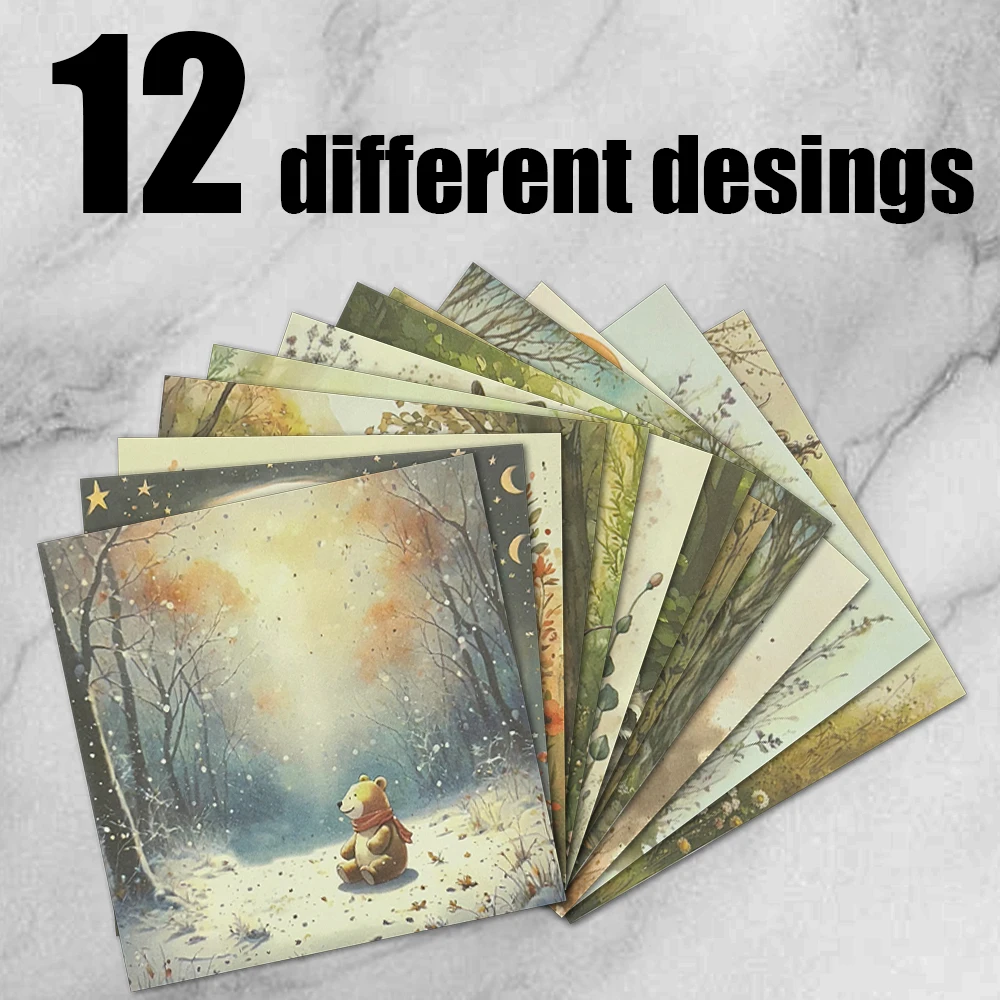 MR กระดาษ 24 แผ่น/ถุง Forest Encounters วัสดุกระดาษ DIY กรอบรูปสมุดภาพนิตยสารคู่มือ Backing พื้นหลังกระดาษ