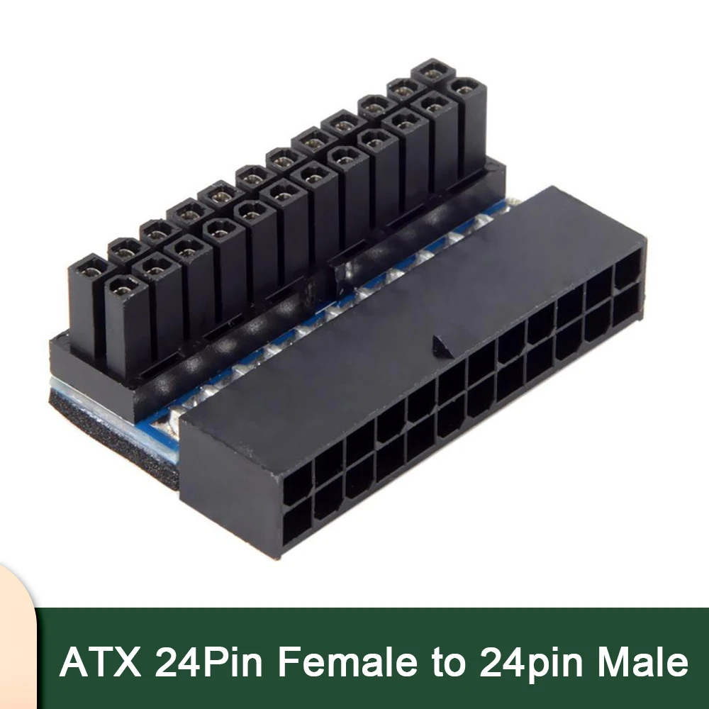 90 Degree ATX 24Pin Female to Male Mainboard Motherboard Power Adapter Cable for Desktop PC Supply