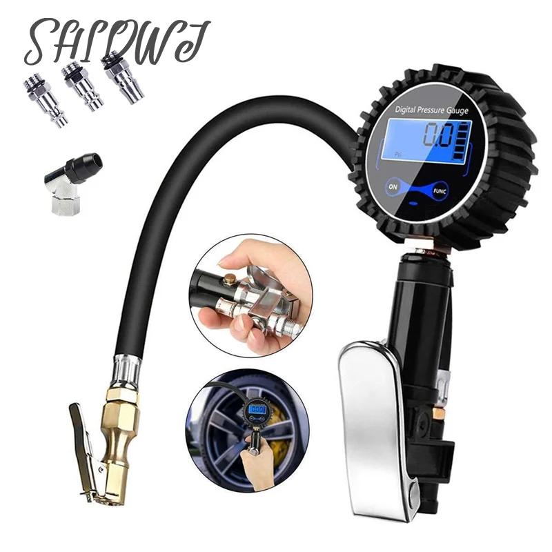 

LCD Tire Pressure Gauge 200PSI Digital Tire Inflator Meter For Motorcycle Car Truck Bicycle Bike