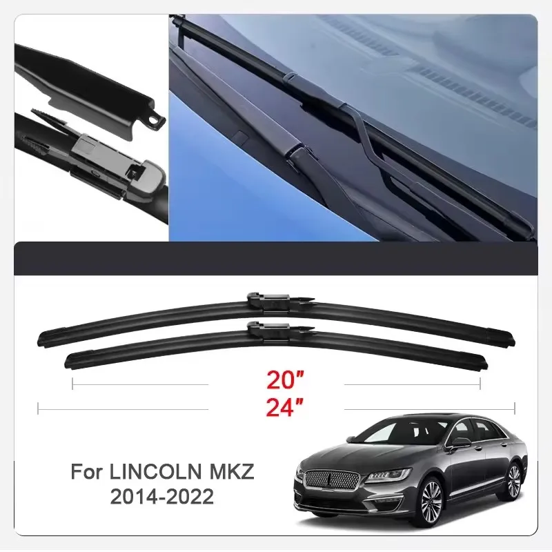2PCS Car Wiper Blades for LINCOLN MKZ,MKC,MKS,MKX,CONTINENTAL Front Windscreen Windshield Double Rubber Car Accessories ﻿