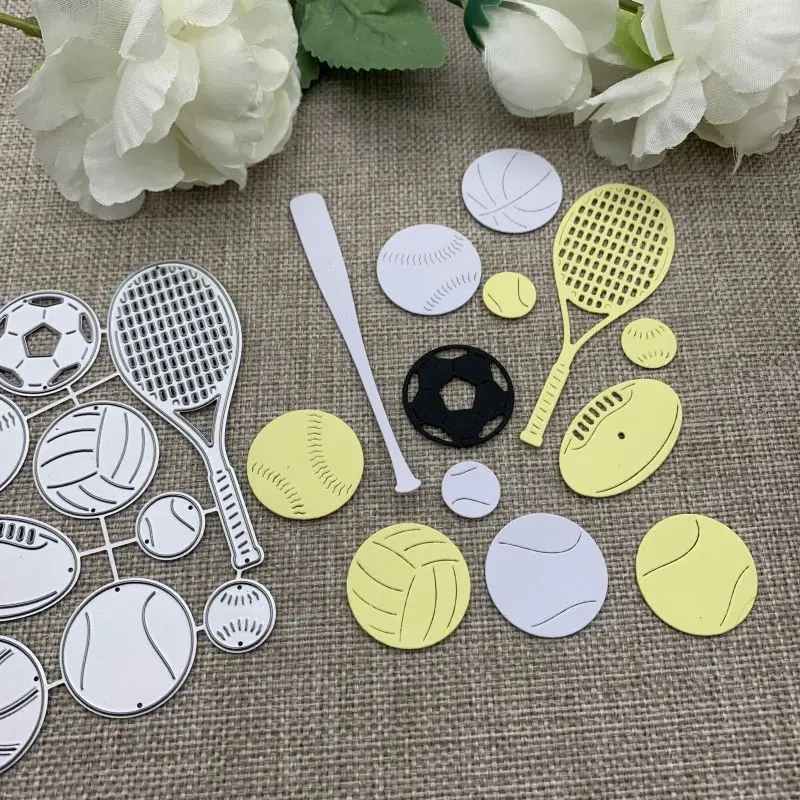 

Спортивное украшение с мячом, металлические штампы для DIY, скрапбукинг, декоративное тиснение, ручная работа, высечка, шаблон, форма