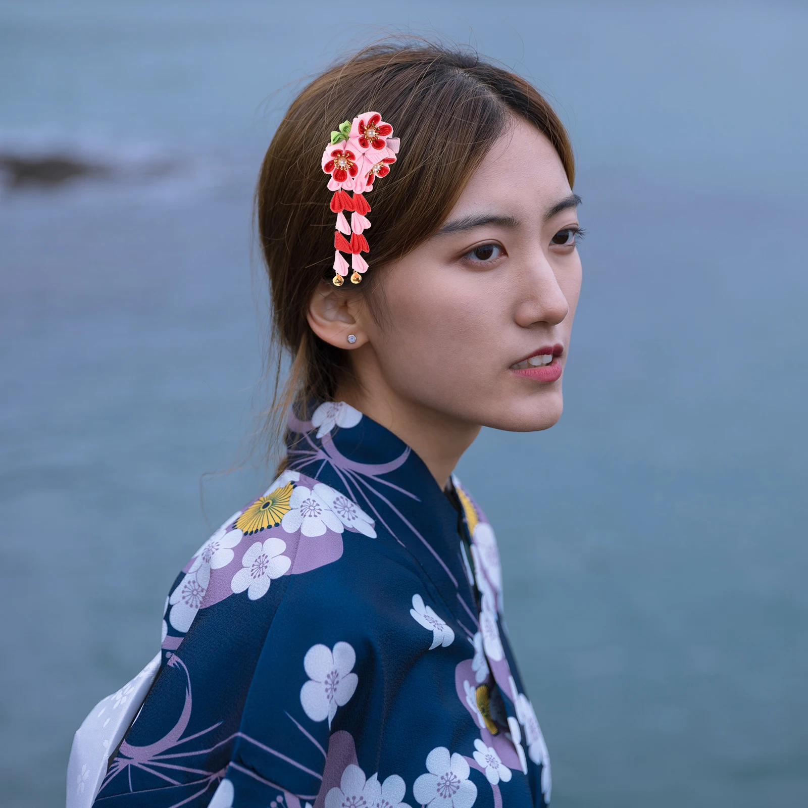 

Plum Accessories Fabric Tassel Hairpins Chinese Flower Hair Clip for Girls Hanfu Party Decorative Hairpin