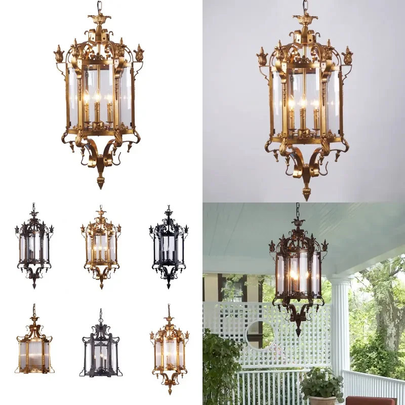Gothic Iron Chandelier Roman Style Pendant Light for Villa Staircase Living Room Dining Area Classical Home Decor Fixture