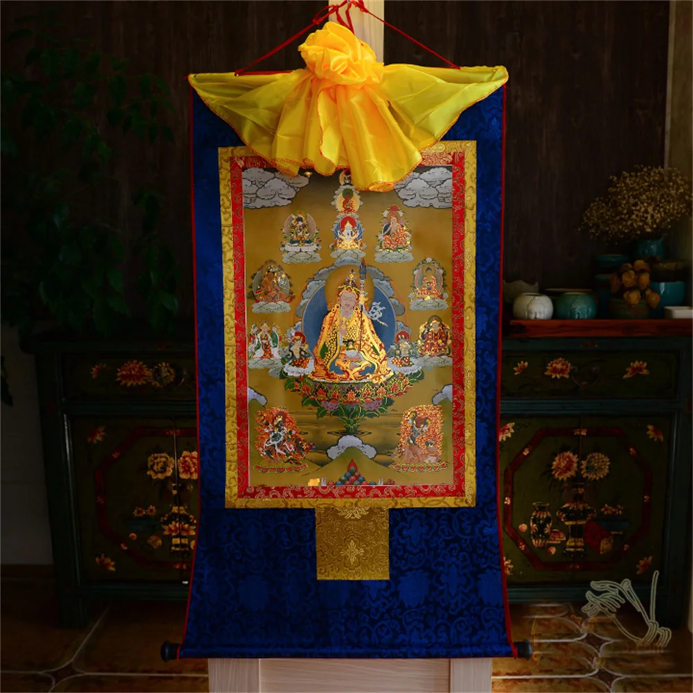 Buddhist art silk Padma shambawa master Rinpoche eight Buddha Thangka embroidery