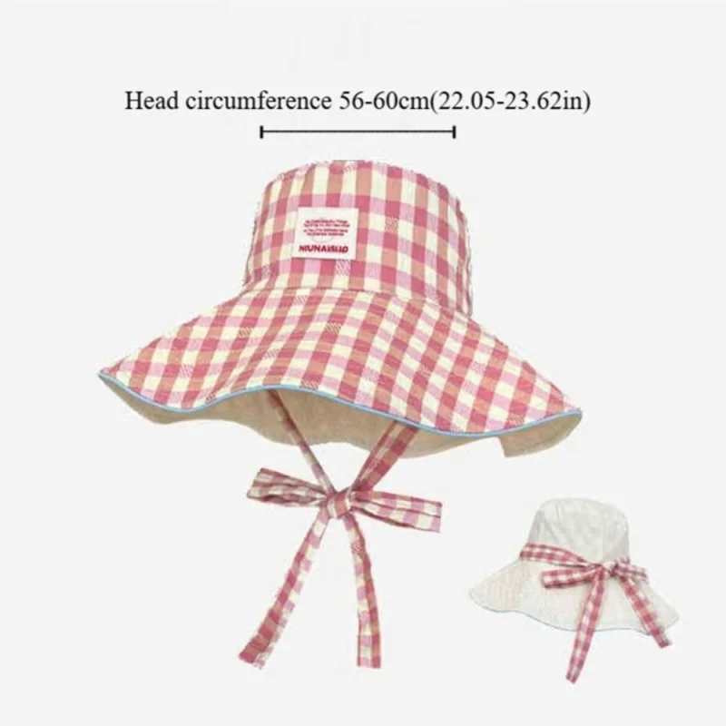 Plaid Bucket Hat Double Sided Reversible Sun Protection For Beach Travel Outdoor Women